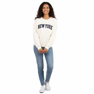 Elle Sport Womens City Crewneck Sweatshirt New York Spellout Casual Pullover